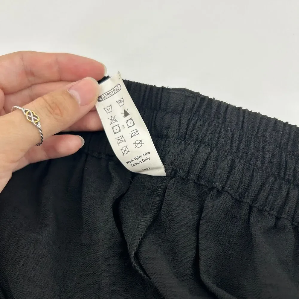 NWT Halara Maxi Skirt Women's L Flowy Casual Black Crinkle Fabric Lightweight